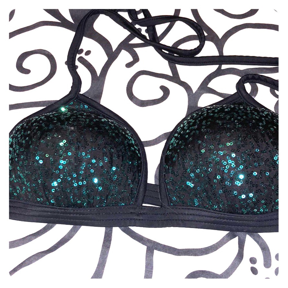 Sparkly dark blue bikini top!